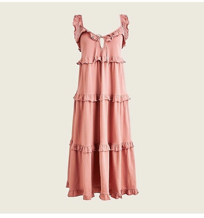 NWT J. Crew Weathered Rose Tiered Knit Keyhole Maxi Size Large (orig. $98)