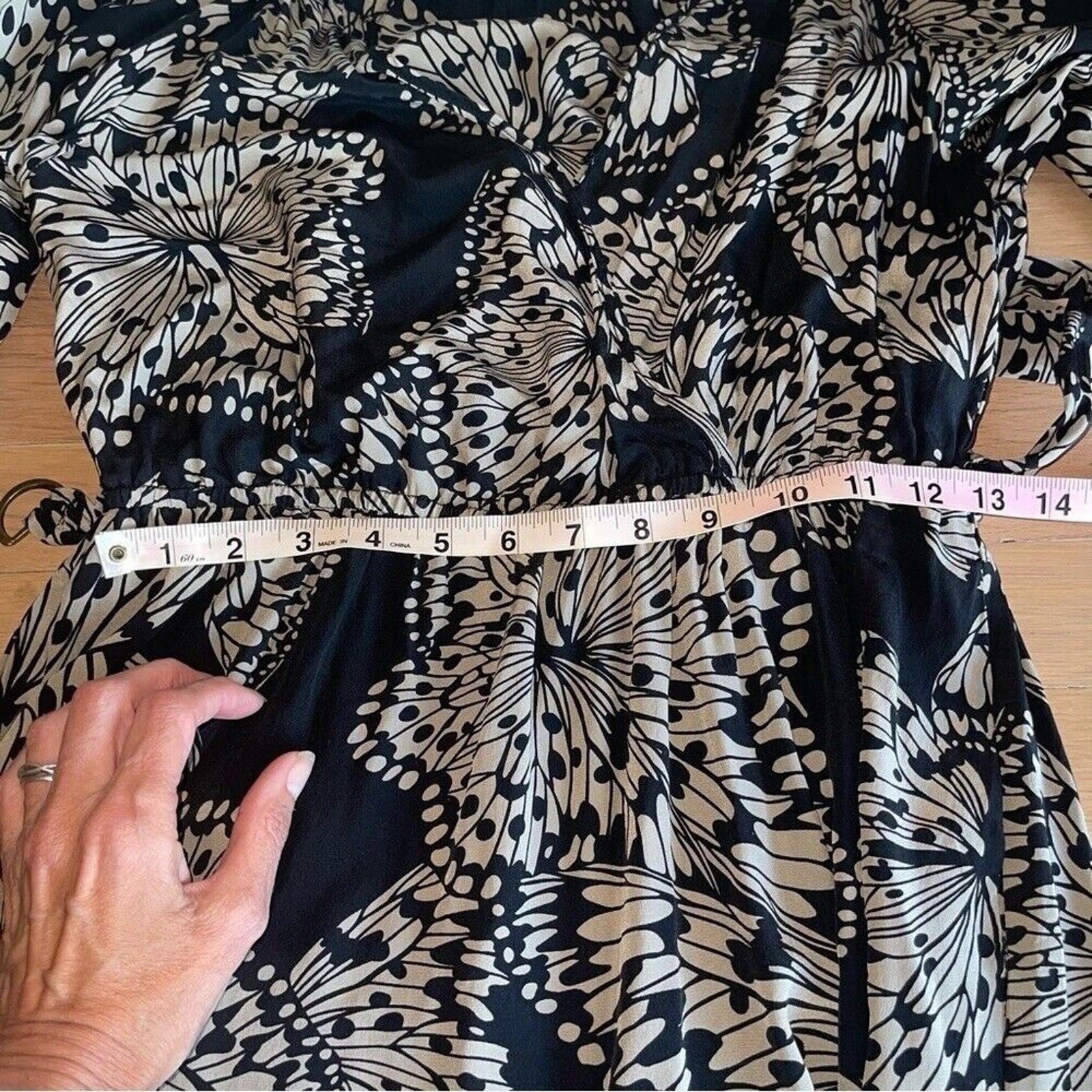 Presley Skye Midi Butterfly Print Silk Dress Black Sz S Classic Sheer Whimsigoth