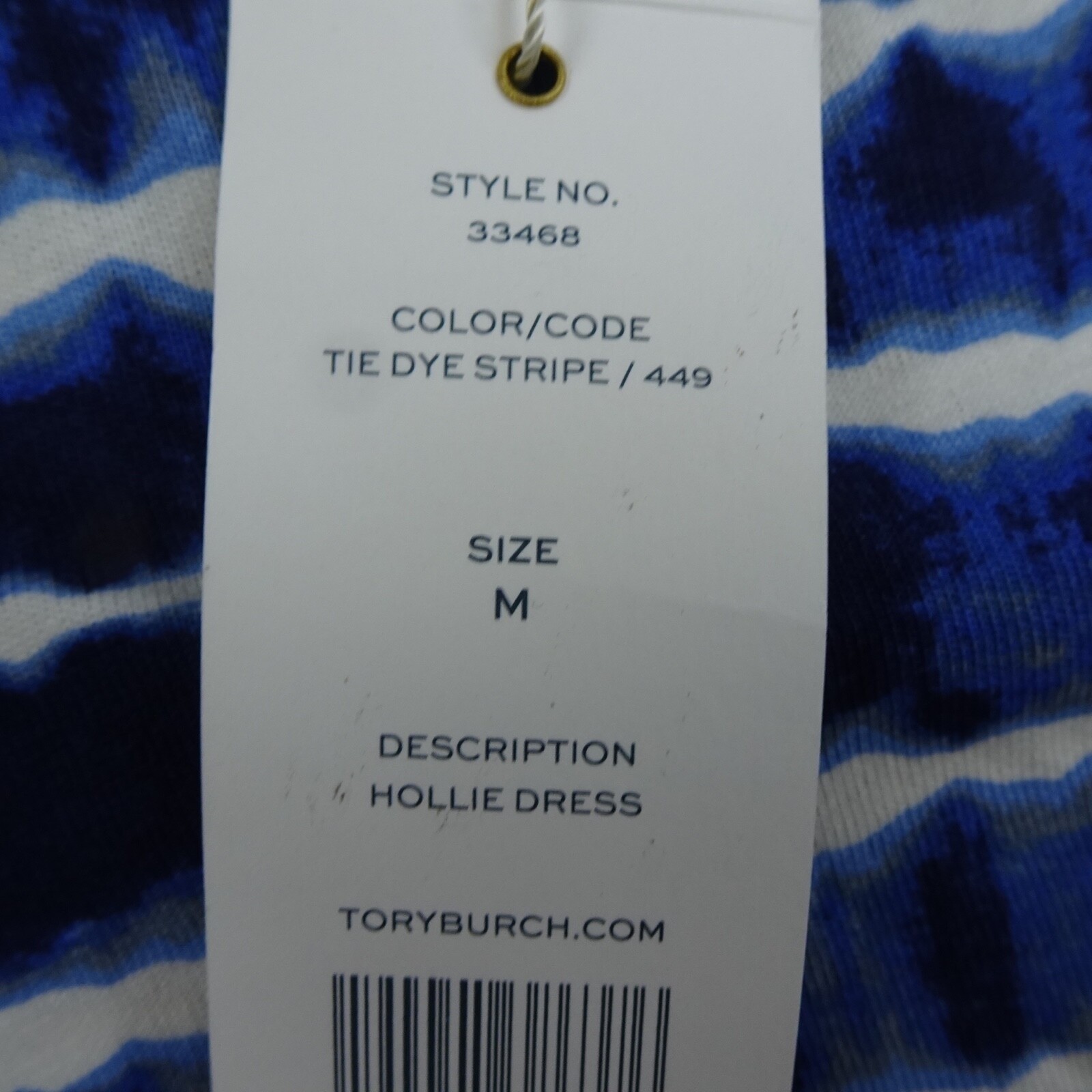 Tory Burch Dress Womens Medium M Blue Shift Midi Tye Die Career Stretch Hollie