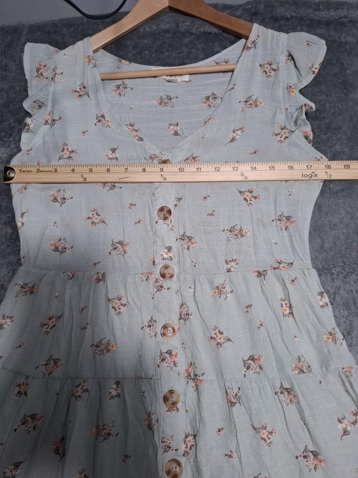Sweet Wanderer Button Front Tiered All Over Floral A-Line Sun Dress Boho Size M