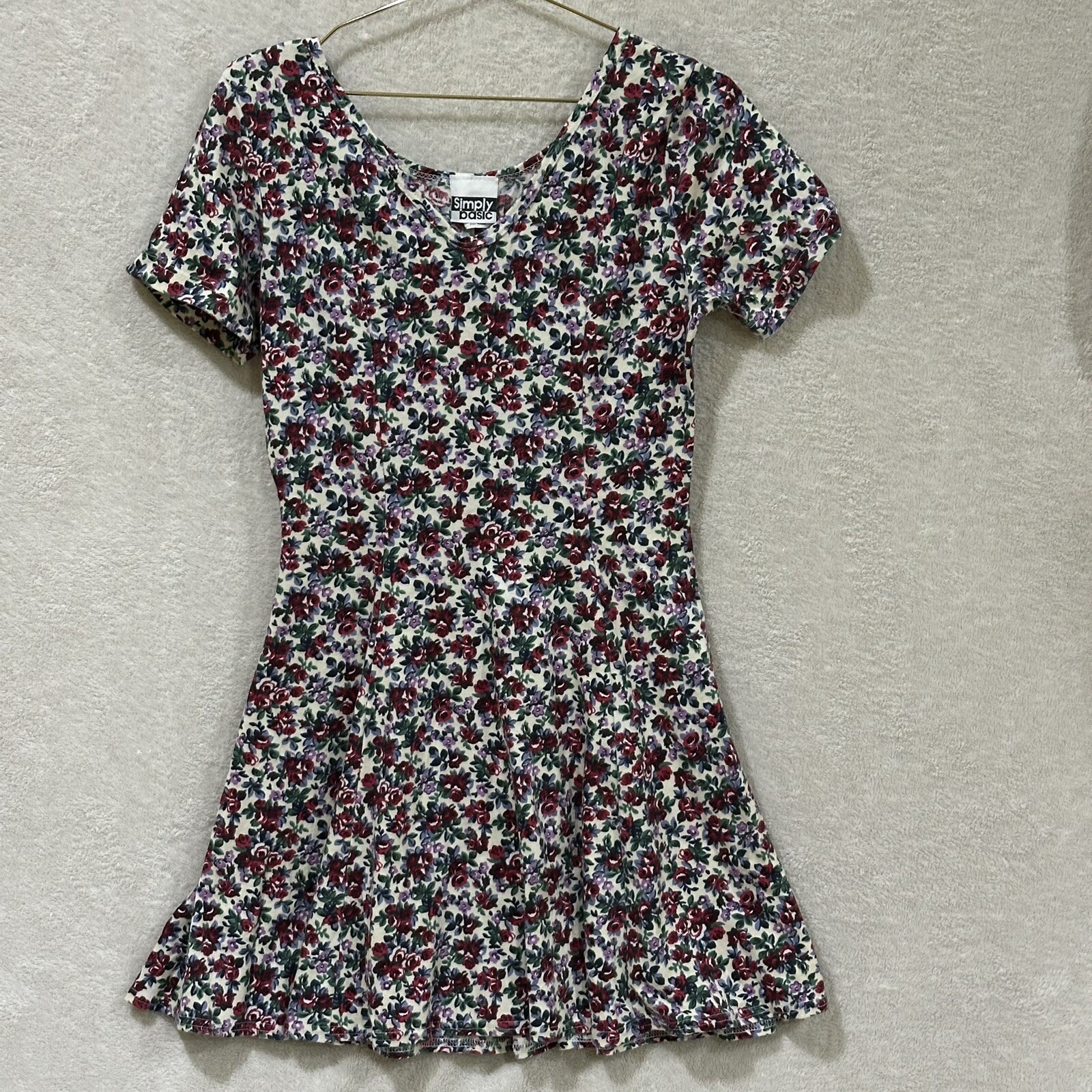 Vintage Simply Basic Juniors Medium Floral Dress Colorful Made In USA