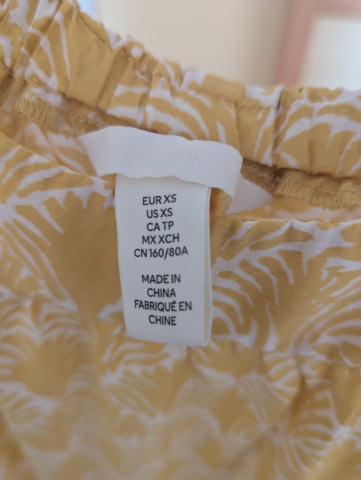 H&M Yellow White Patterned Tie Strap Maxi Dress Tiered Summer Sun Dress Size XS