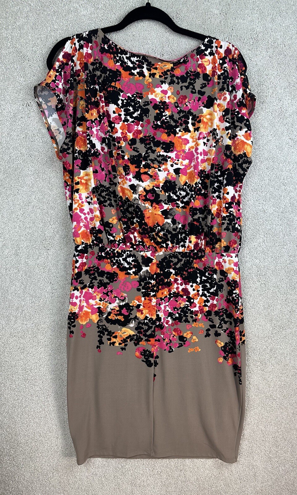 Evan Picone Dress Womens 10 Split Sleeve Round Neck Artsy Colorful Floral
