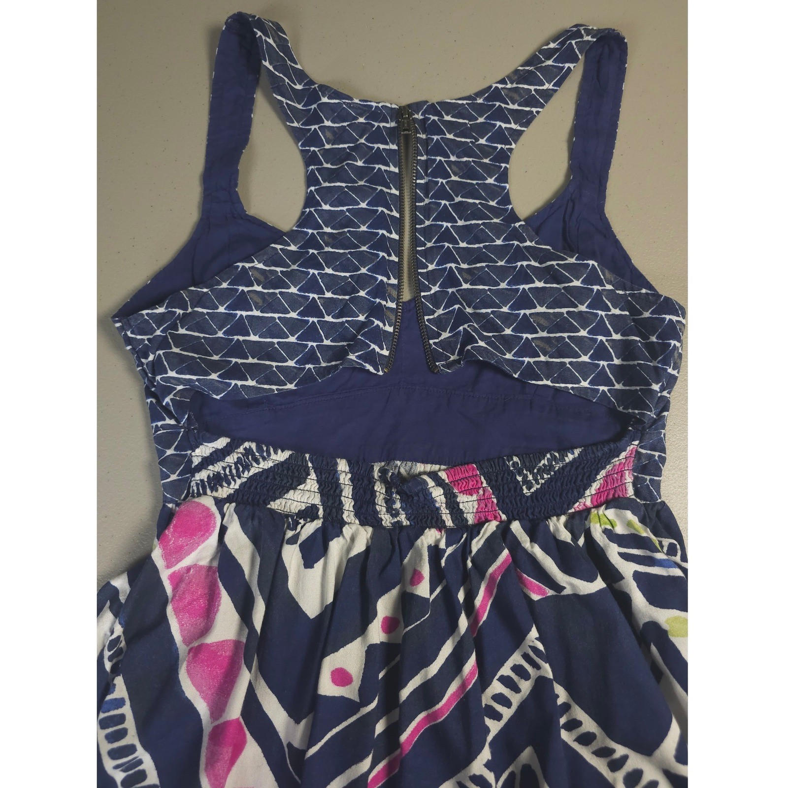 Roxy Geometric Cutout Back Mini Dress Y2K Inspired Surfcore Boho Festival M