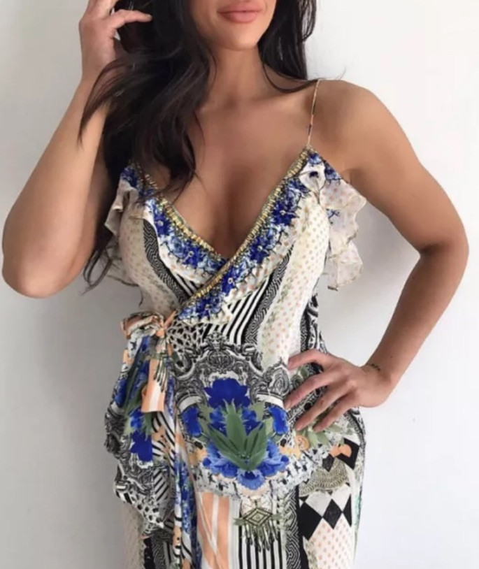 new Camilla franks meet me here wrap frill dress S uk 8 Silk Crystals