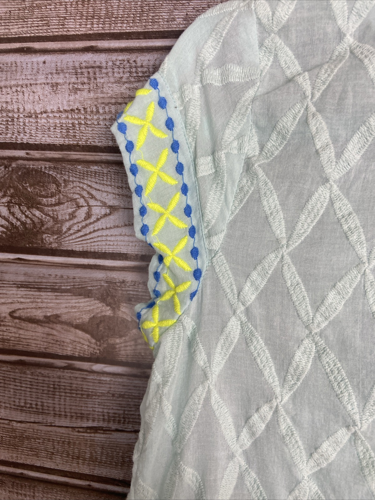 Vineyard Vines Blue Yellow Lined Cotton Embriodered Tunic Dress Sz XXS