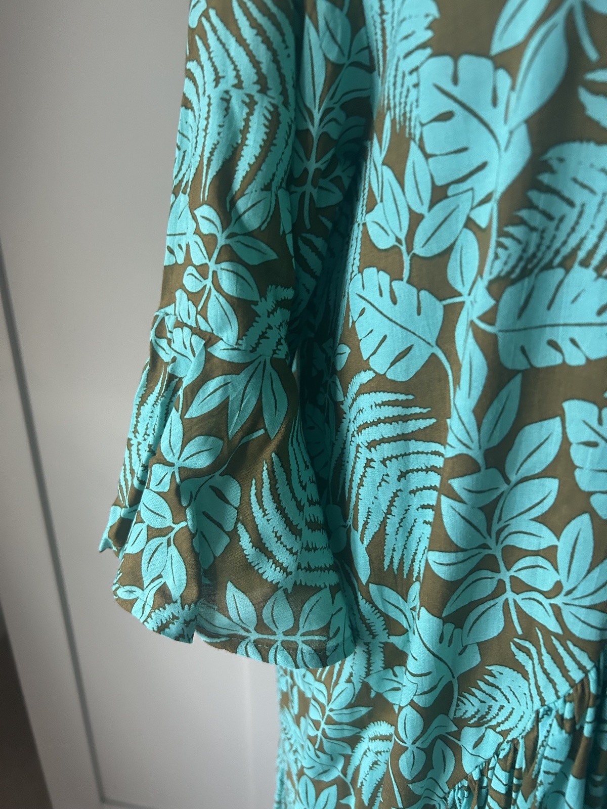 Turquoise & Brown Floaty Dres. One Size. Excellent Condition. Never worn