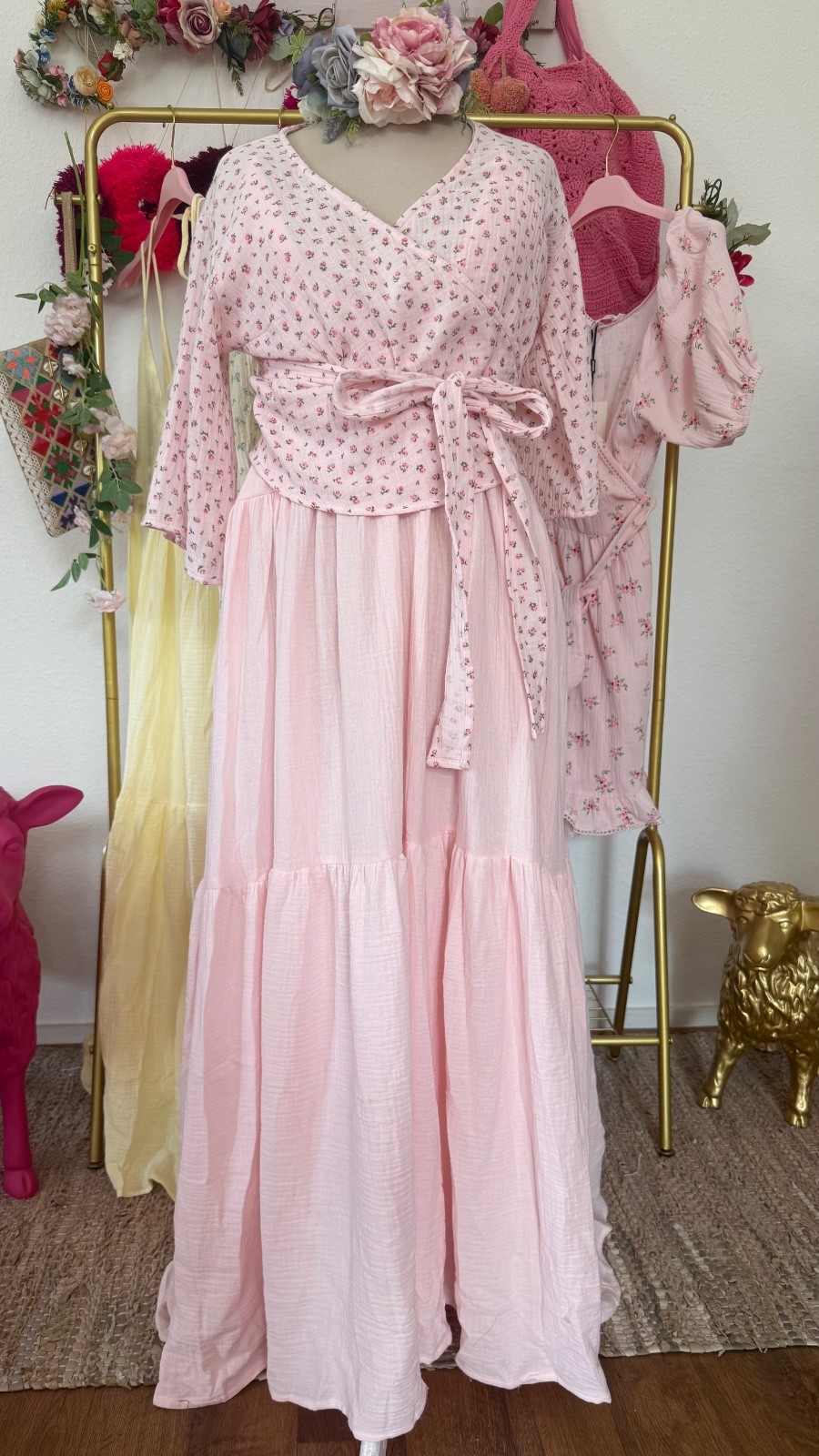 muslin maxi romance dress size S/M pink romantic