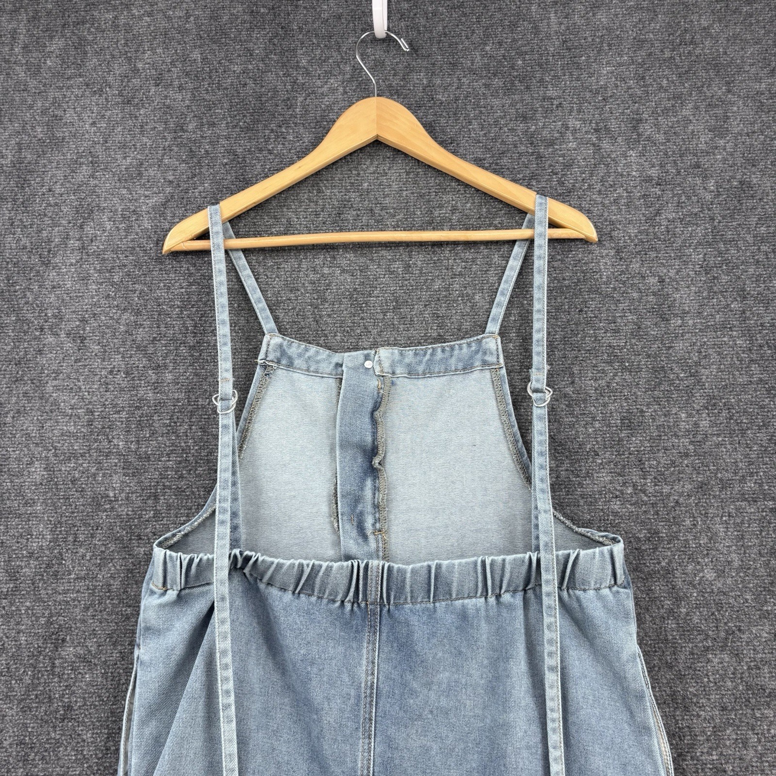 Dazy Mori Kei Fringe Hem Back To School Denim Suspenders Midi Dress Women’s L