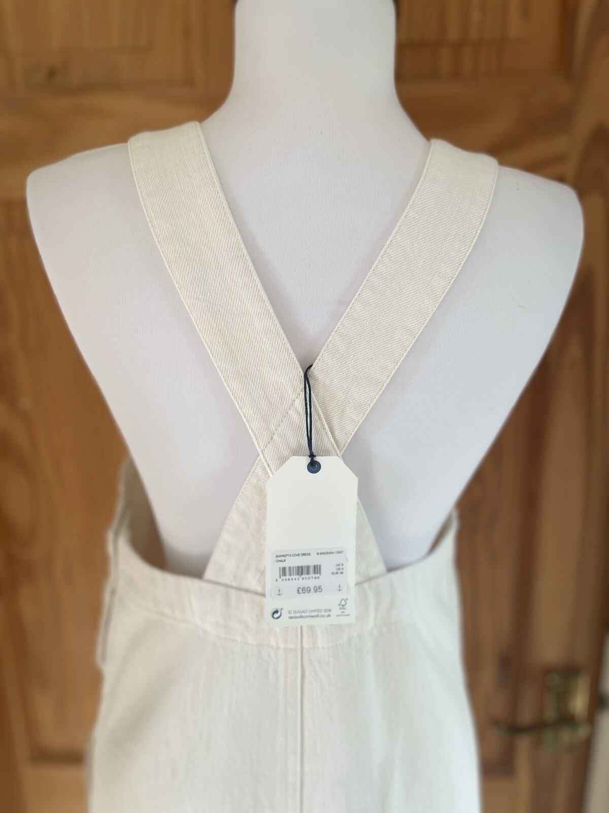 Seasalt Barrepta Cove Pinafore Dungaree Dress Cotton Chalk Uk 8 New £69.99