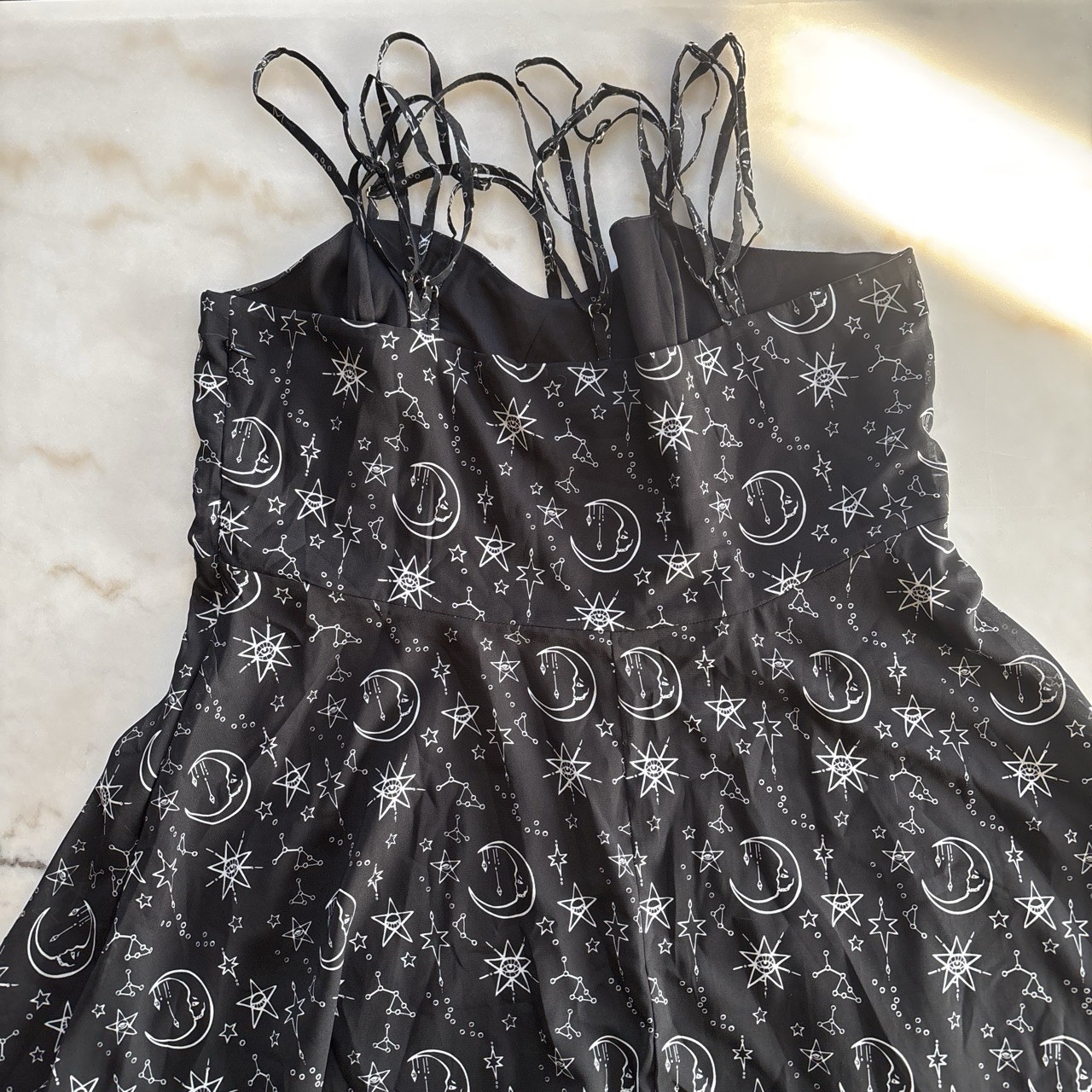 Coven United Moonprint Crossover Neck Black Celestial Stars Goth Chiffon 3XL