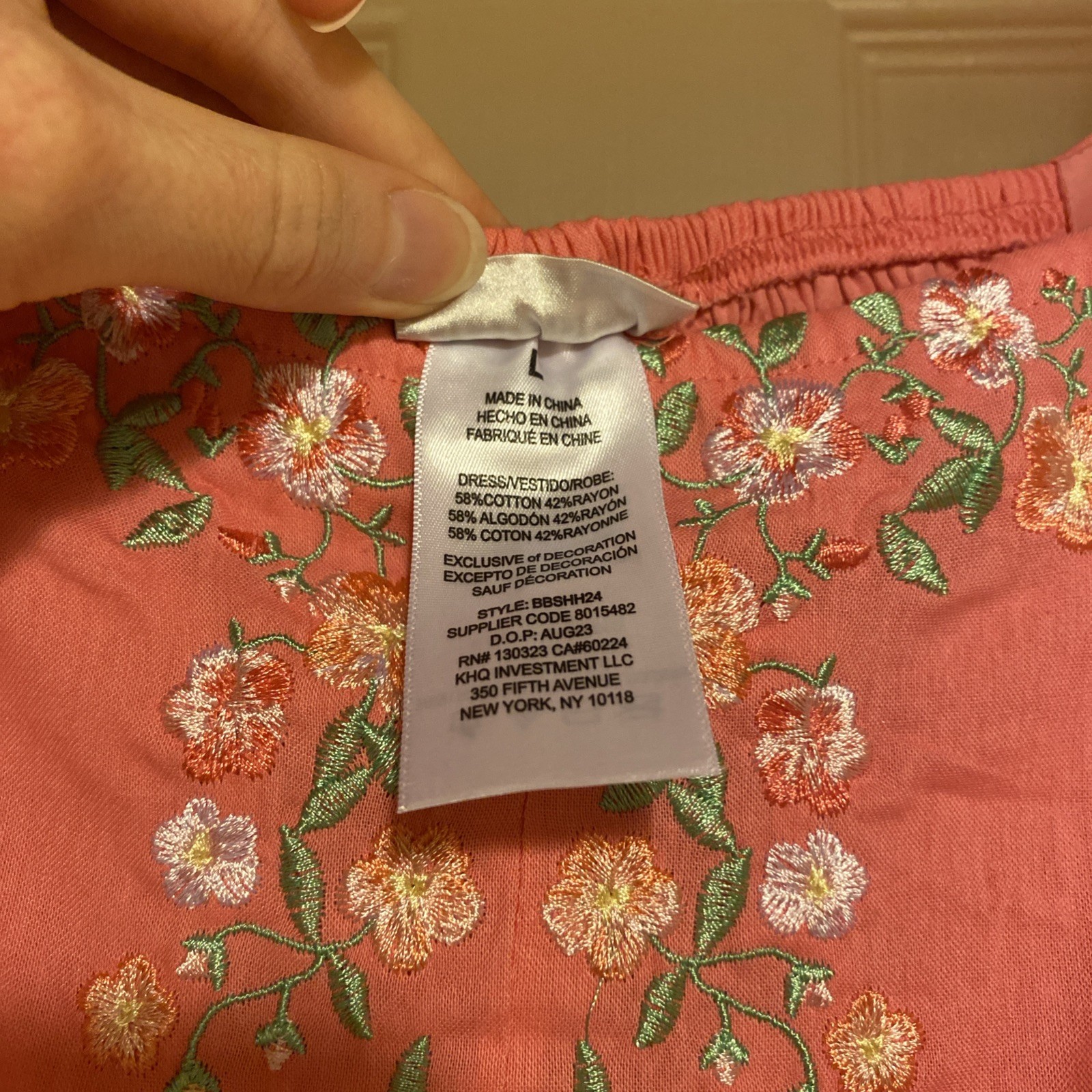 BlueBeri Boulevard Women’s Pink Summer Floral Embroidered Cottagecore Dress Sz L