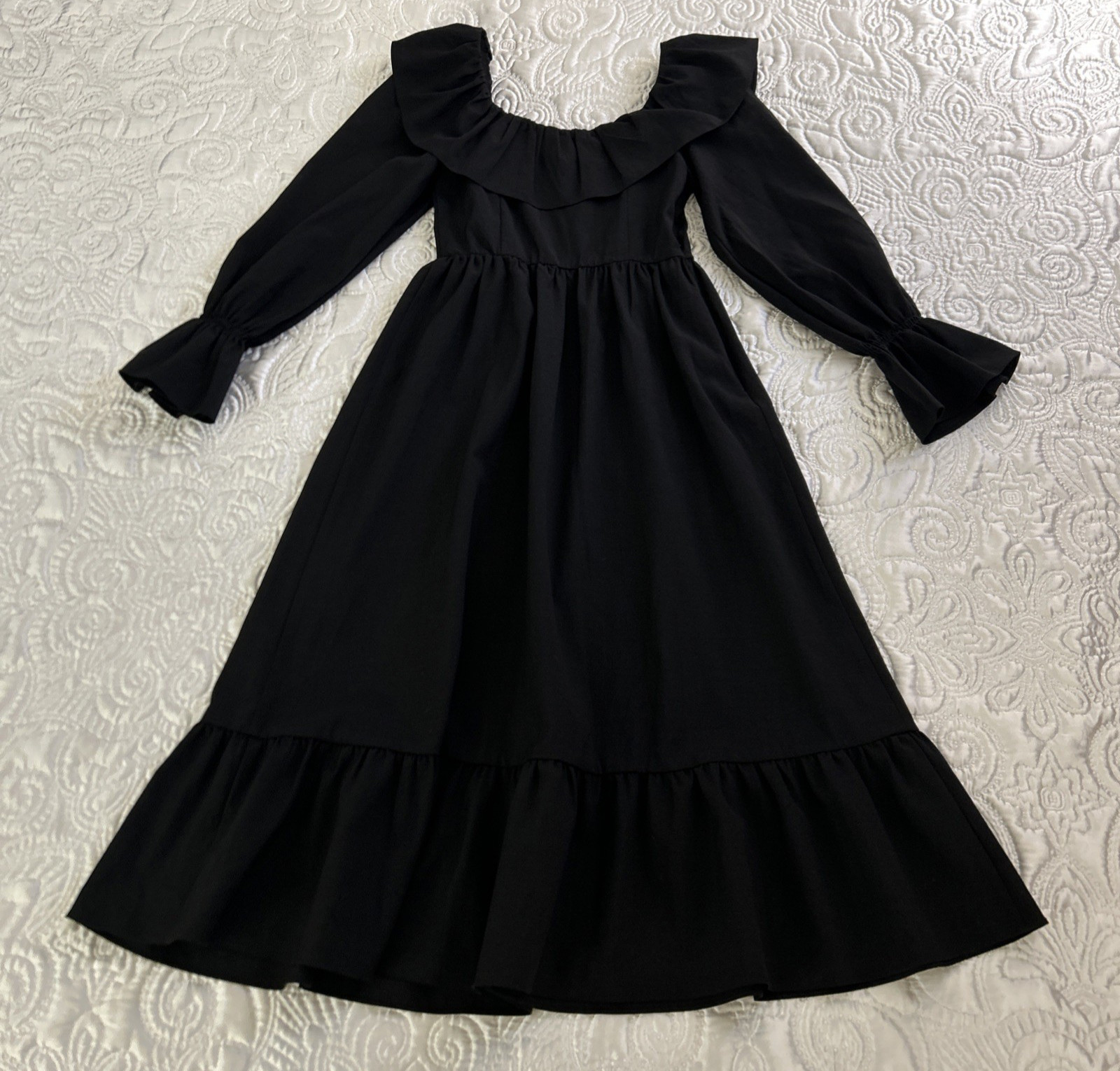 NWT Fano Studios Dress S Grunge Black Woven Ruffle “Sample” *READ*