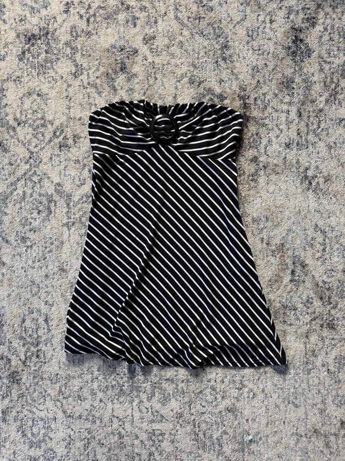 White House Black Market XS Strapless Striped Fit & Flare Short Stretch Dress