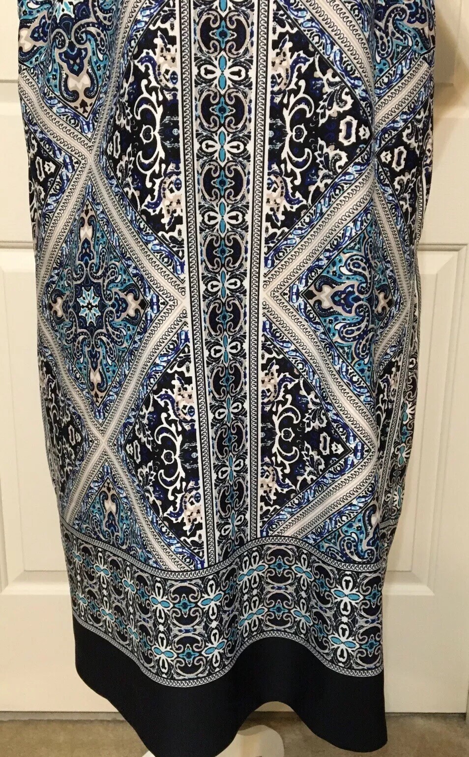 TIANA B size 24W blue beige black white geometric short sleeve dress Women’s