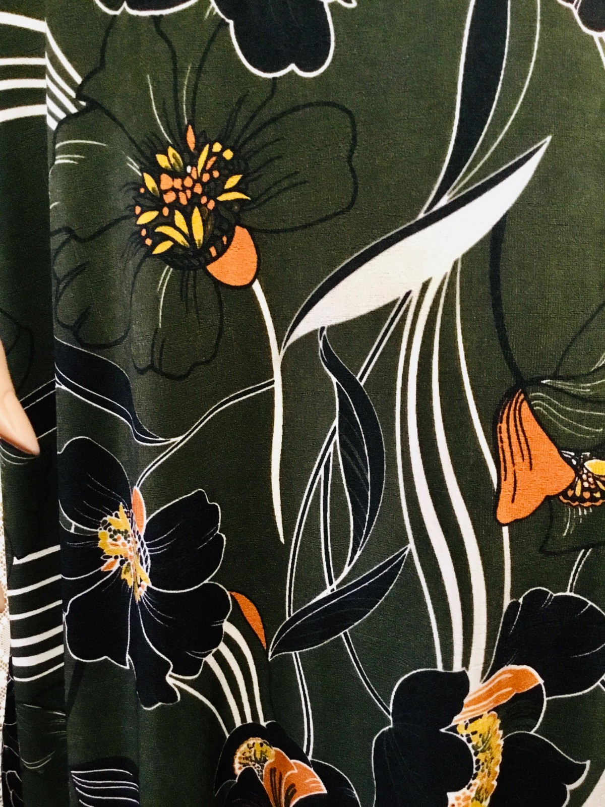 JOSTAR LONG DRESS Poly Spandex Slinky Knit TRAVEL OLIVE FLORAL S M L XL 2X 3X