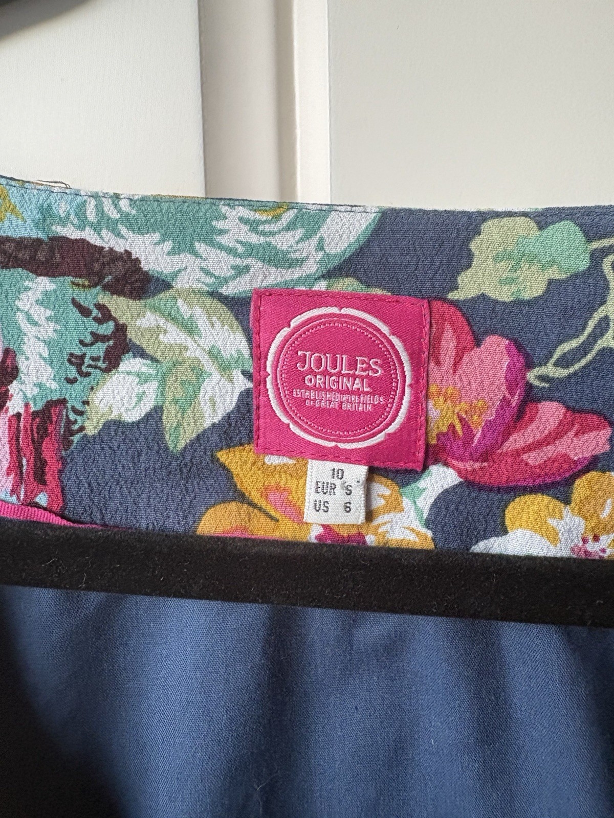 Joules Original Blue Floral Sunbird Dress Size 10 Tropical Bird Summer