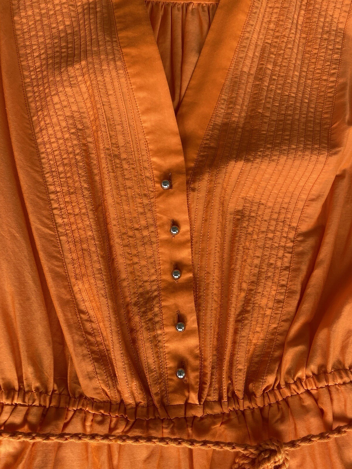 Robert Rodriguez orange cotton/silk short dress with buttons perfect con Size 2