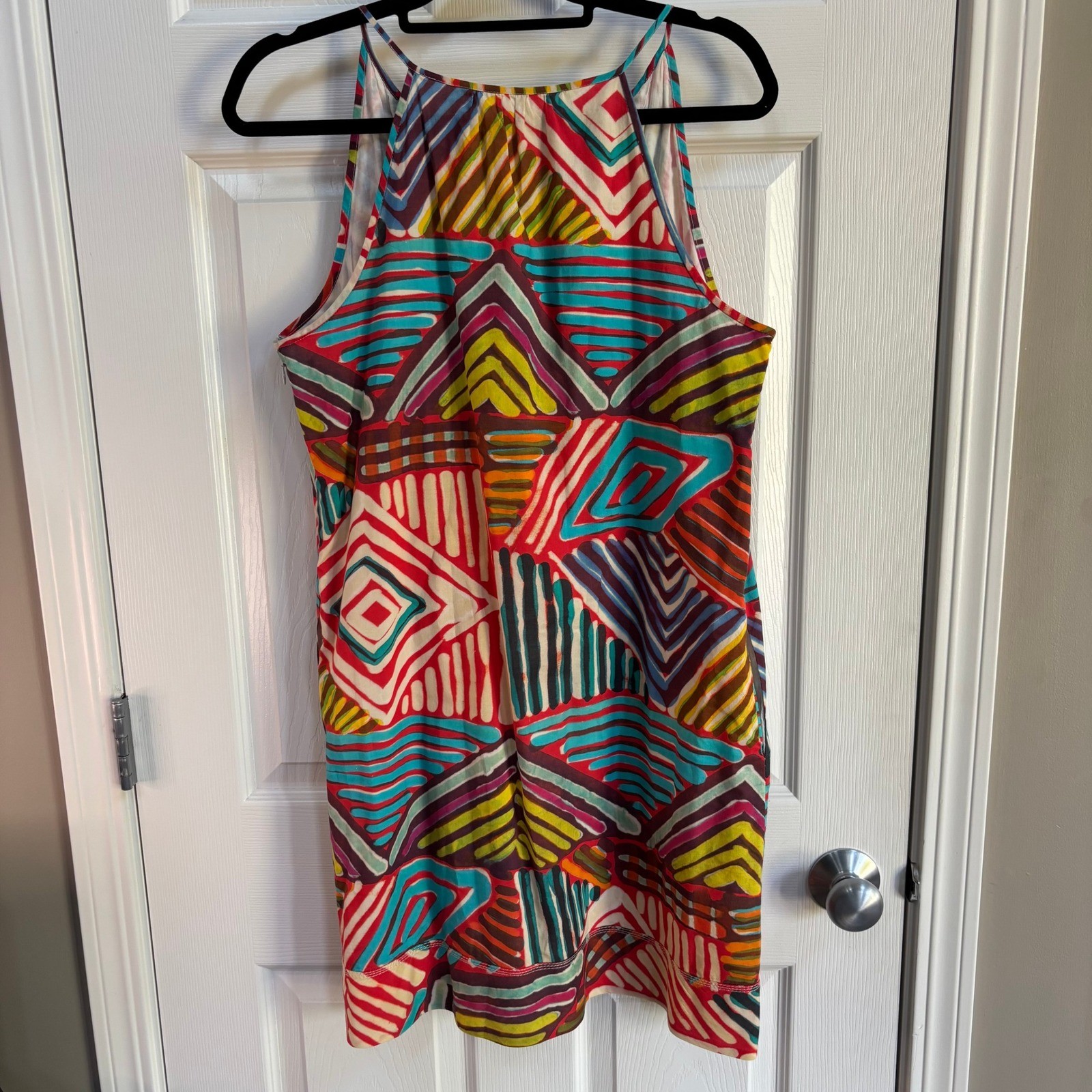 J.Crew Collection Geometric Tribal Print Cotton Halter Shift Dress Womens 10