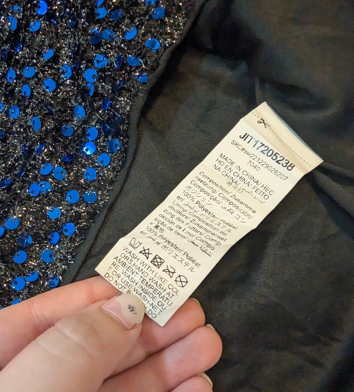 SHEIN Blue Black Sequin Glitter Mini Dress Size S Party Evening