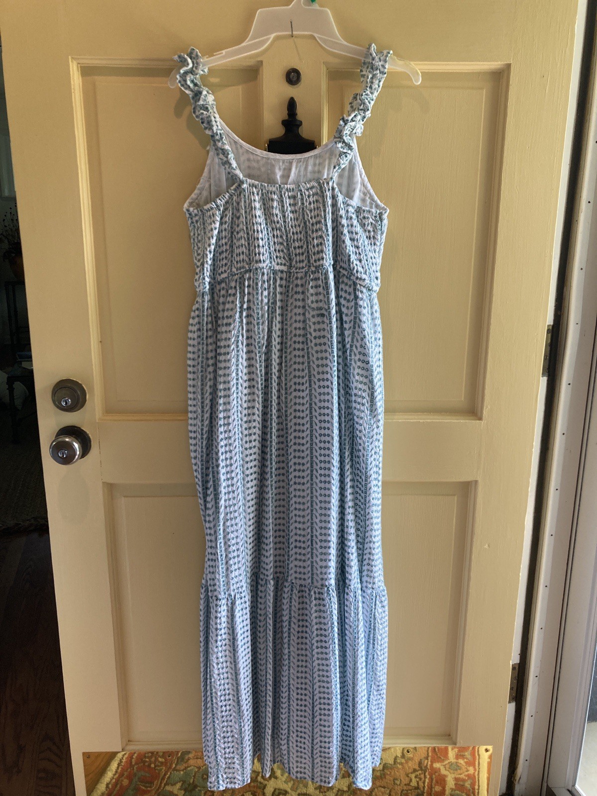 Jessica Simpson White w/Green Eyelet Maxi Dress Straps Sleeveless Lightweight