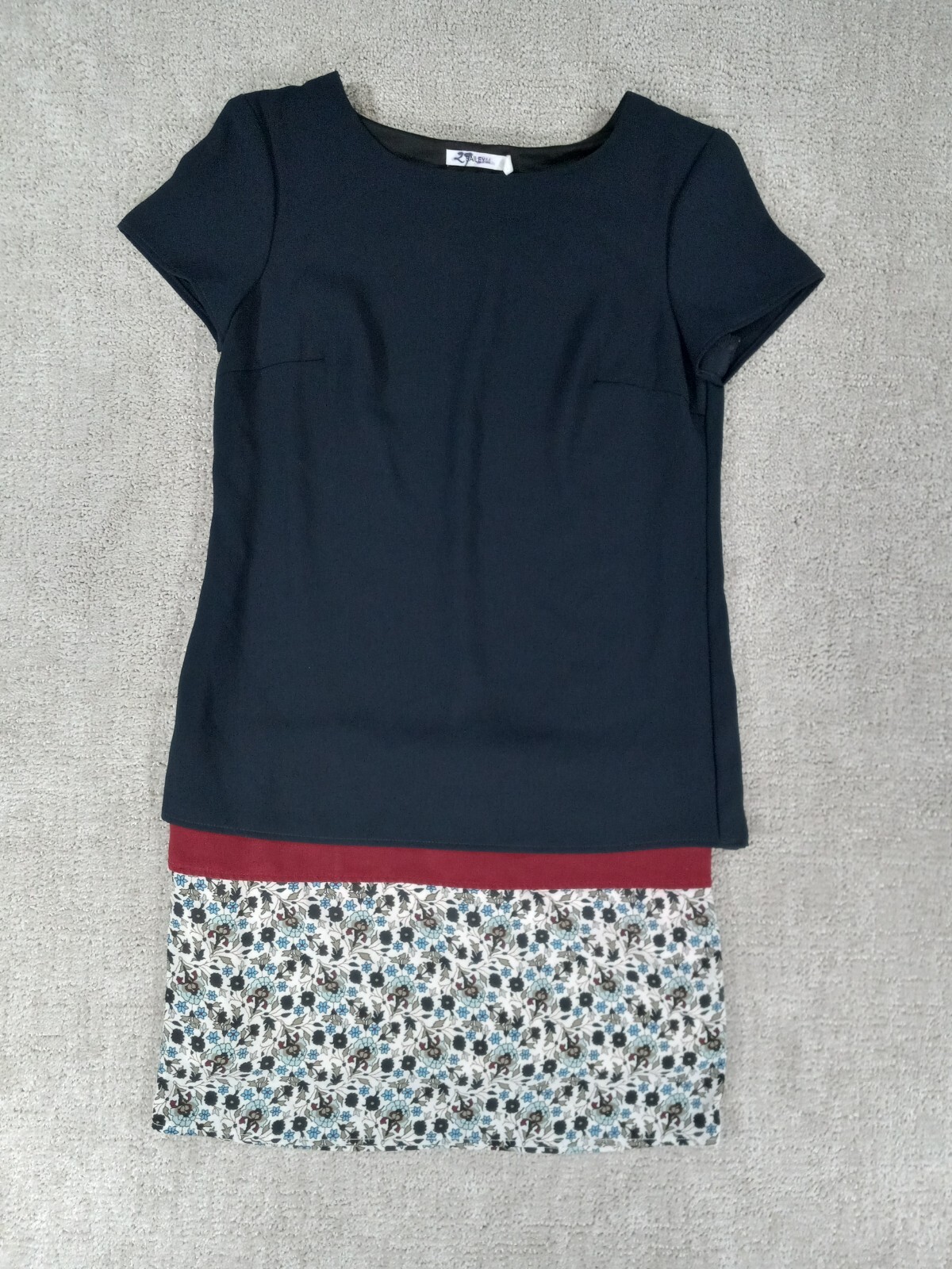 Bailey 44 Women Dress XS Blue Multicolor Layer Polyester Silk Blend Short Sleeve