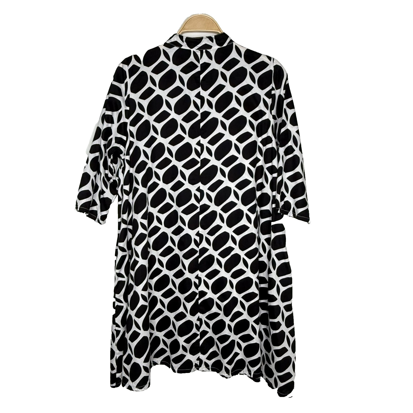 Bryn Walker XXS Black & White Cotton Winona Lagenlook Tunic Dress Pockets