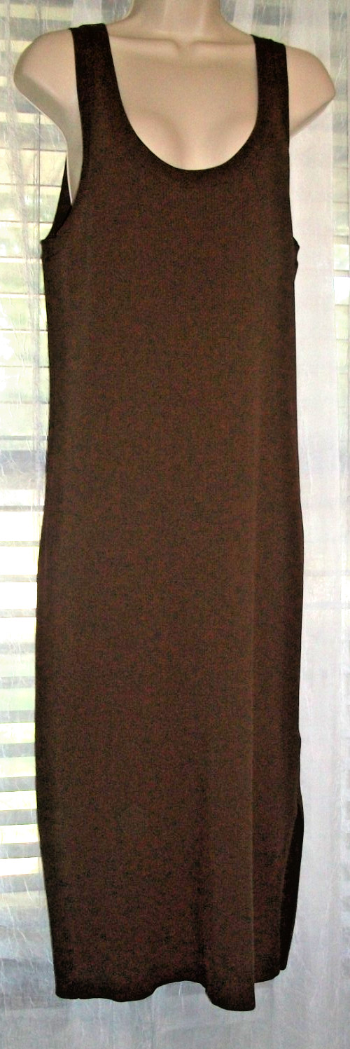 THE DROP SZ XL DARK BROWN STRETCHY VERTICAL RIBBED BODYCON PENCIL DRESS SUNDRESS
