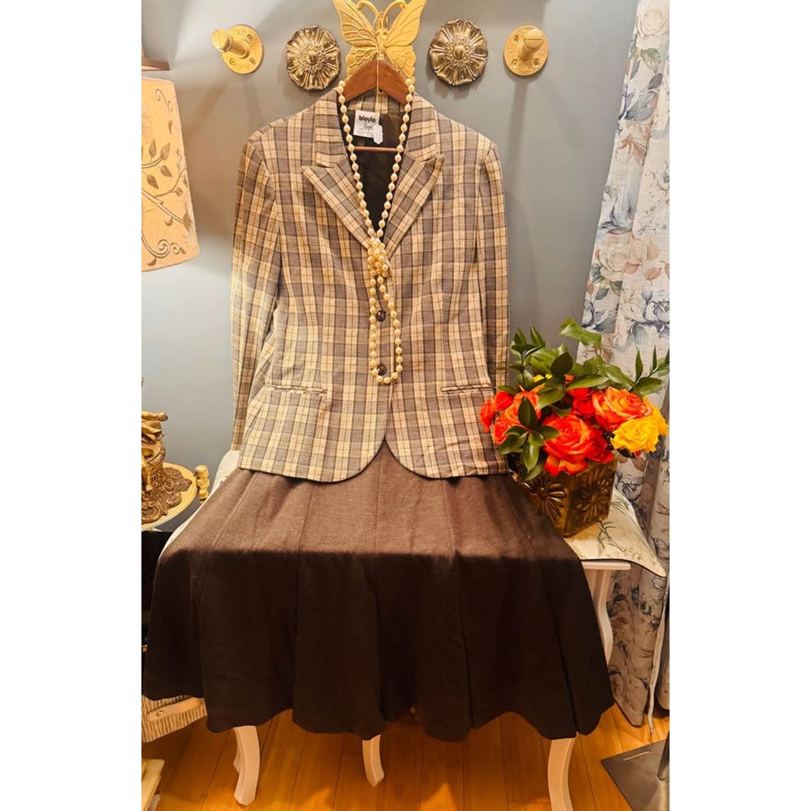 Vintage Bleyle for Hopper Plaid Skirt Set w/ blouse included–Made in W.Germany
