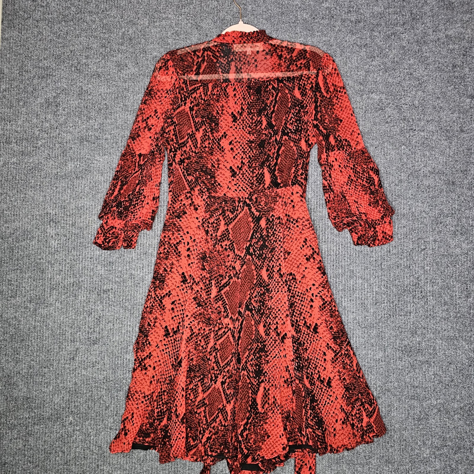 Diane Von Furstenberg Adele Wrap Snake Print Red V-Neck 3/4 Sleeve Dress 6