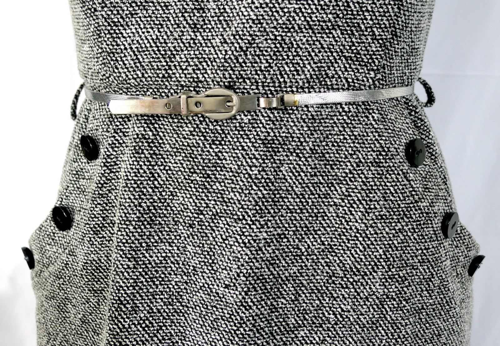 Stand Up Collar Poly Tweed Pockets Belted Jones New York Pencil Dress Sz 4