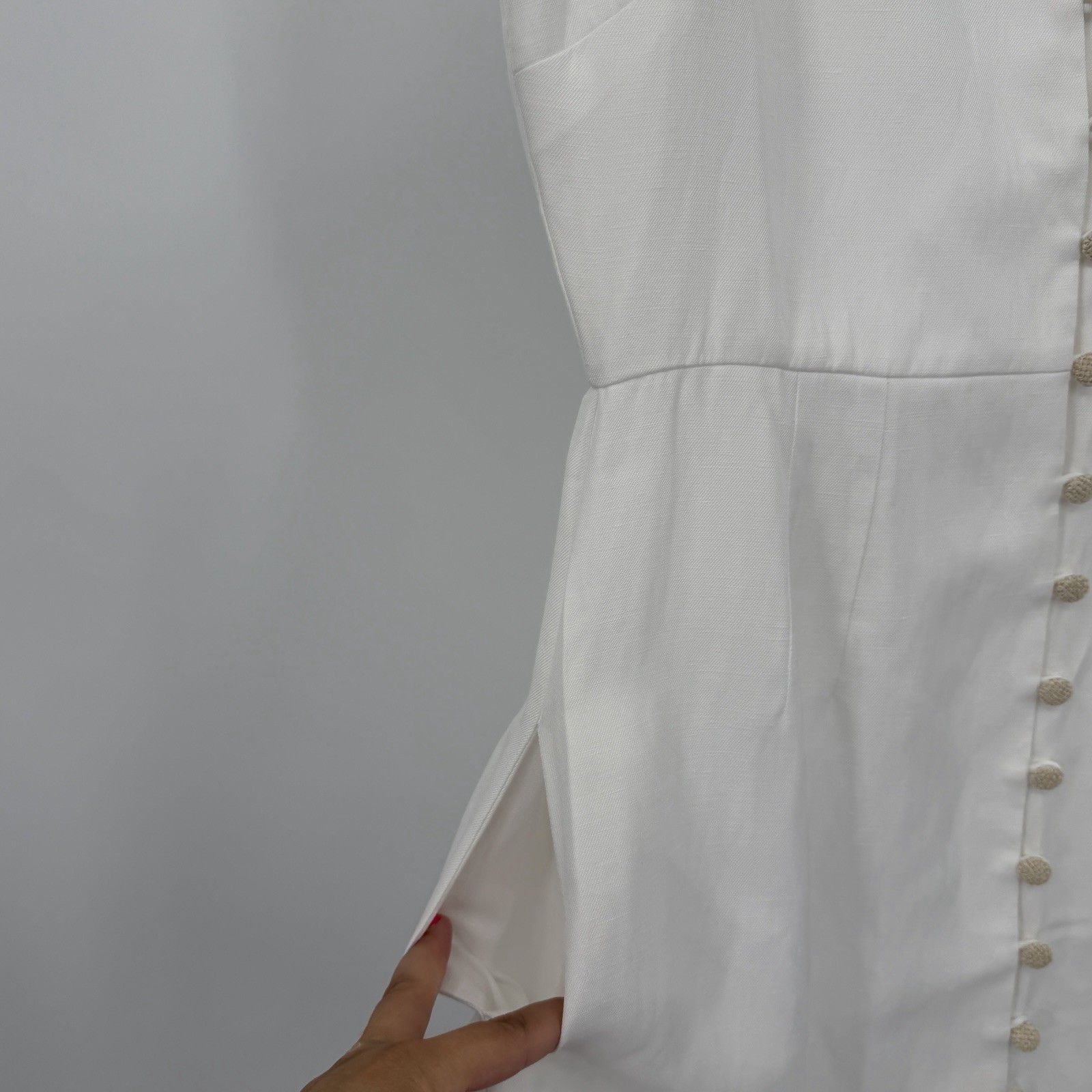 Tuckernuck White Linen Leighton Mini Dress S Women’s Sleeveless Mandarin Collar