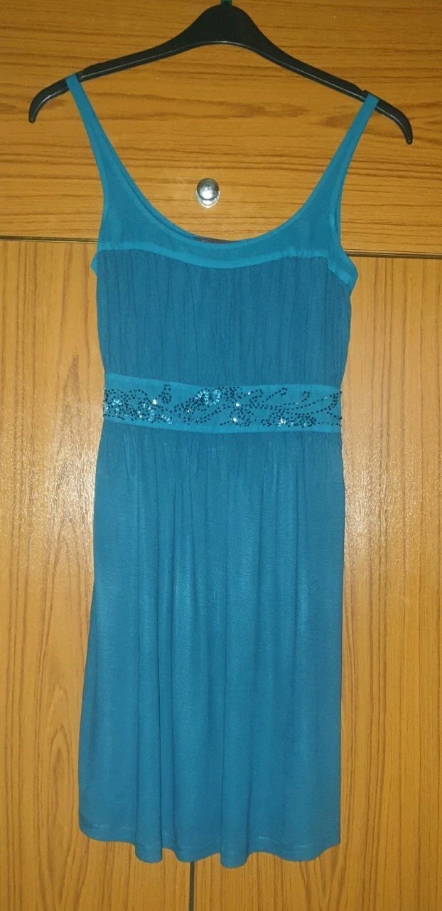 Miss Selfridge Ladies Teal Dress Size 10 (B6)