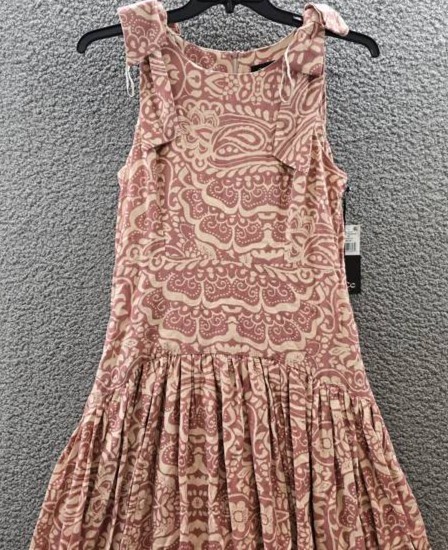 CeCe Linen Blend Sleeveless High-Low Maxi Dress Women’s S Mocha Back Zip Closure
