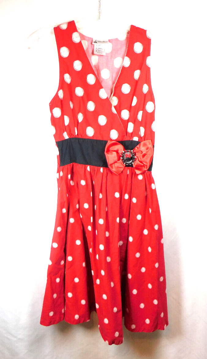 Disney Parks Women’s Red w/White Dots Minnie Dress w/Bow at Waist Sz XS