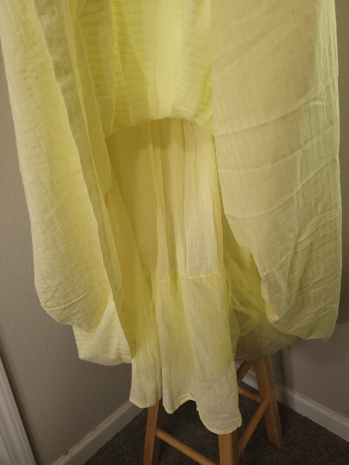 ModCloth size 18 maxi long dress yellow lining faux button pleated smocked