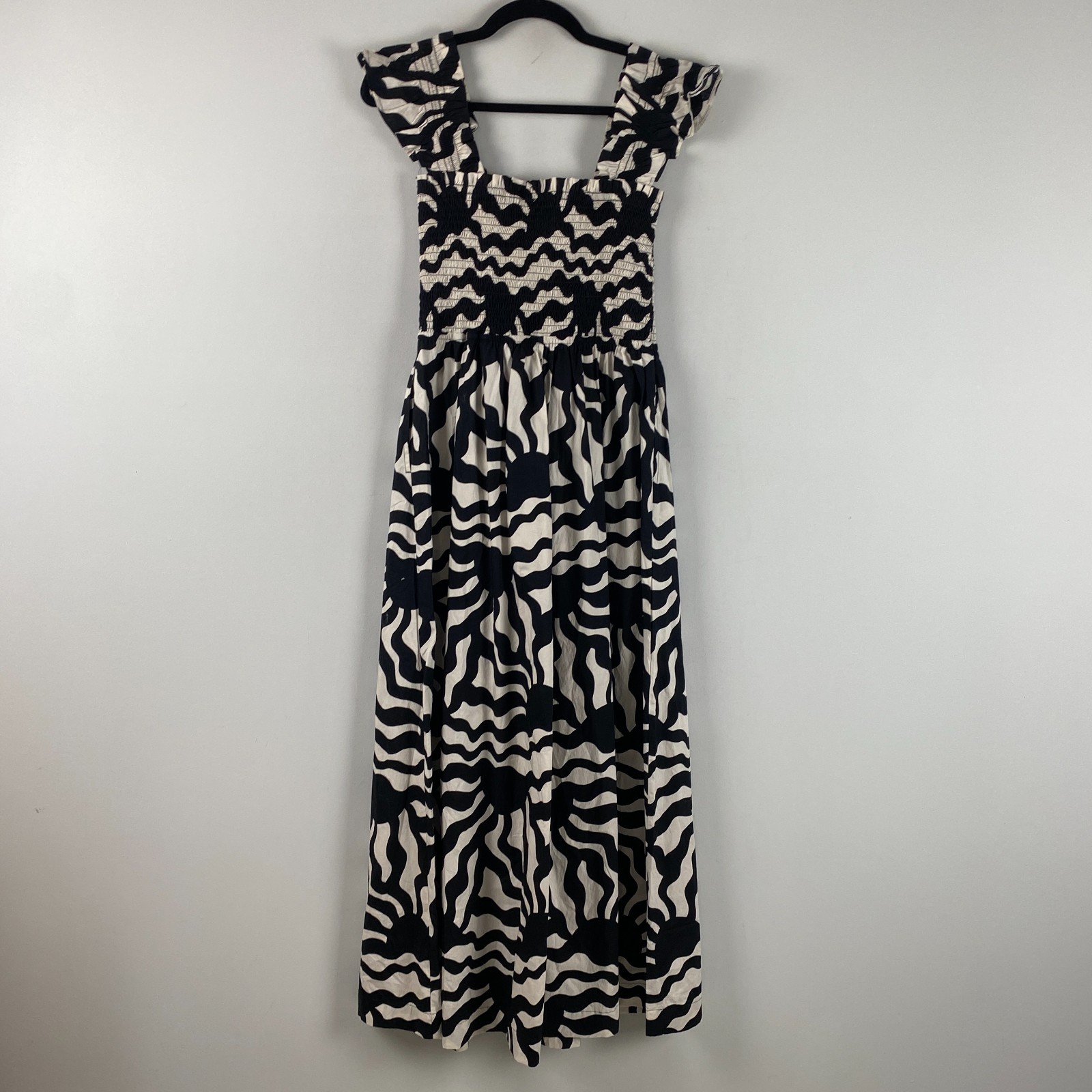LOFT Beach Sunny Poplin Ruffle Strap Maxi Pocket Dress Size Small Cotton