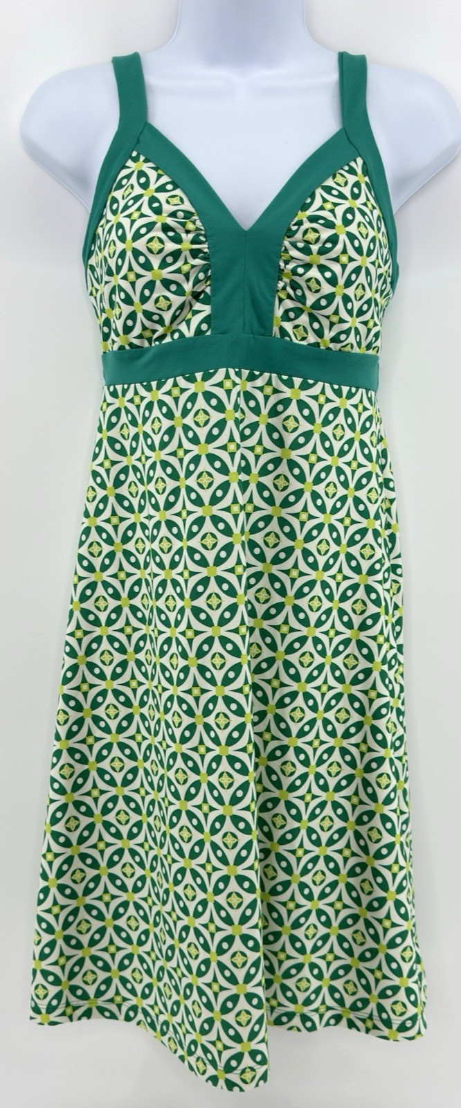 Patagonia Minette Dress Wayward Geometric Print Teal Green Size S