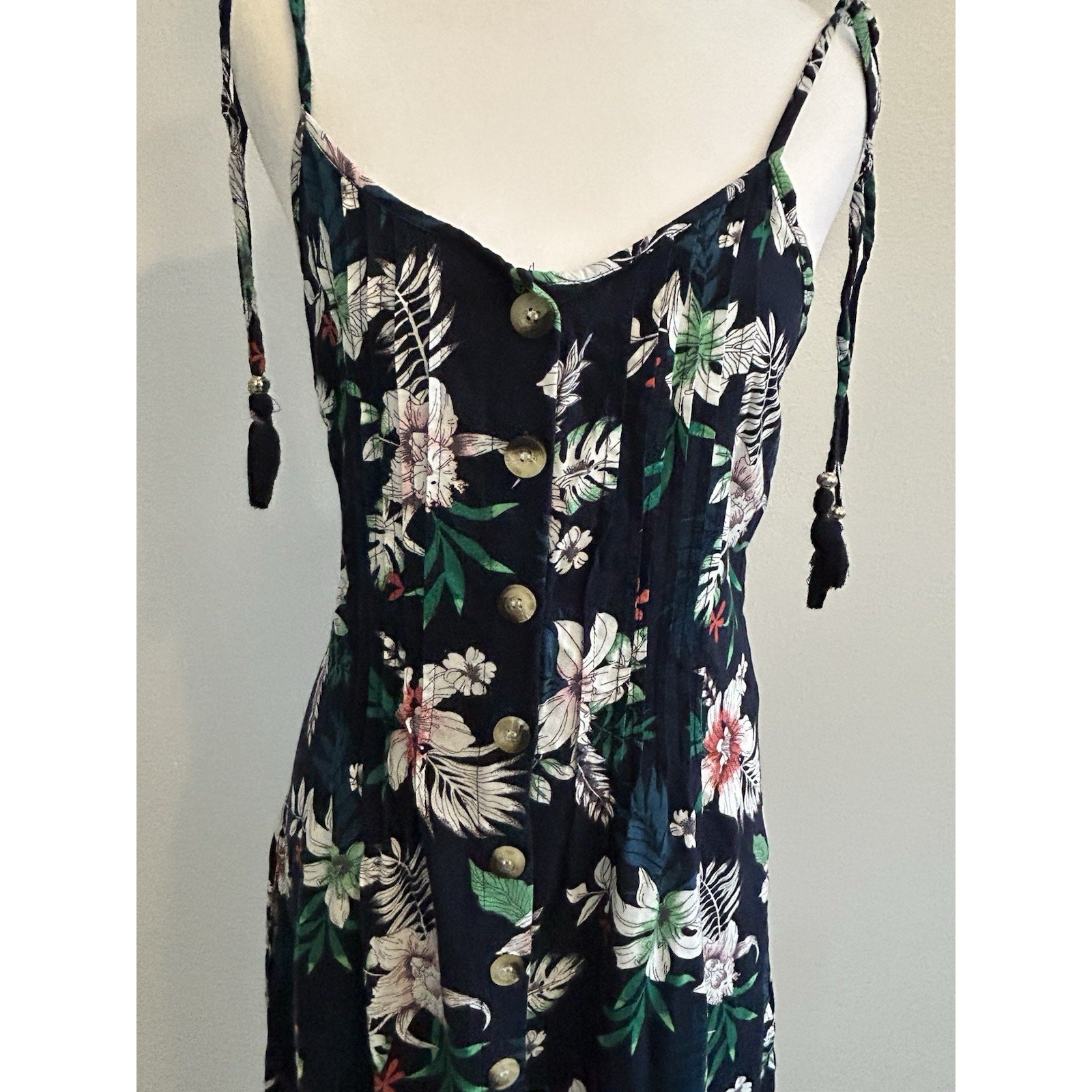 Floral Boho Maxi Dress button down 90s y2k Prairie Cottagecore Hawaiian Sz S