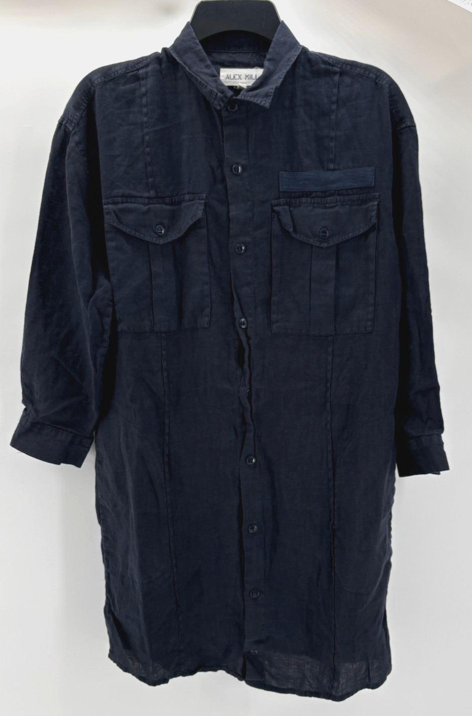 ALEX MILL Utility Easy Linen Shirt Dress Dark Navy Women’s Sz. XS! MSRP $188!