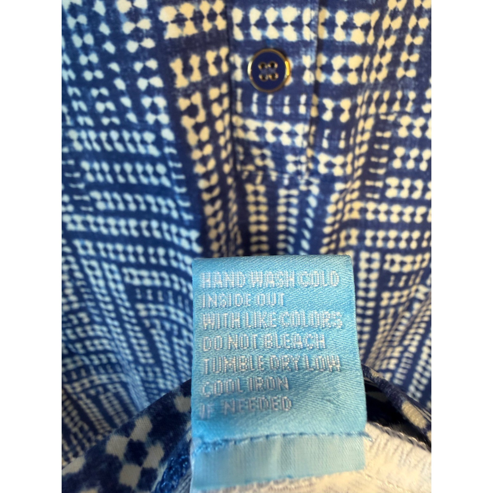 J.McLaughlin Blue White Geometric Catalina Cloth Shirt Dress Womens Medium M