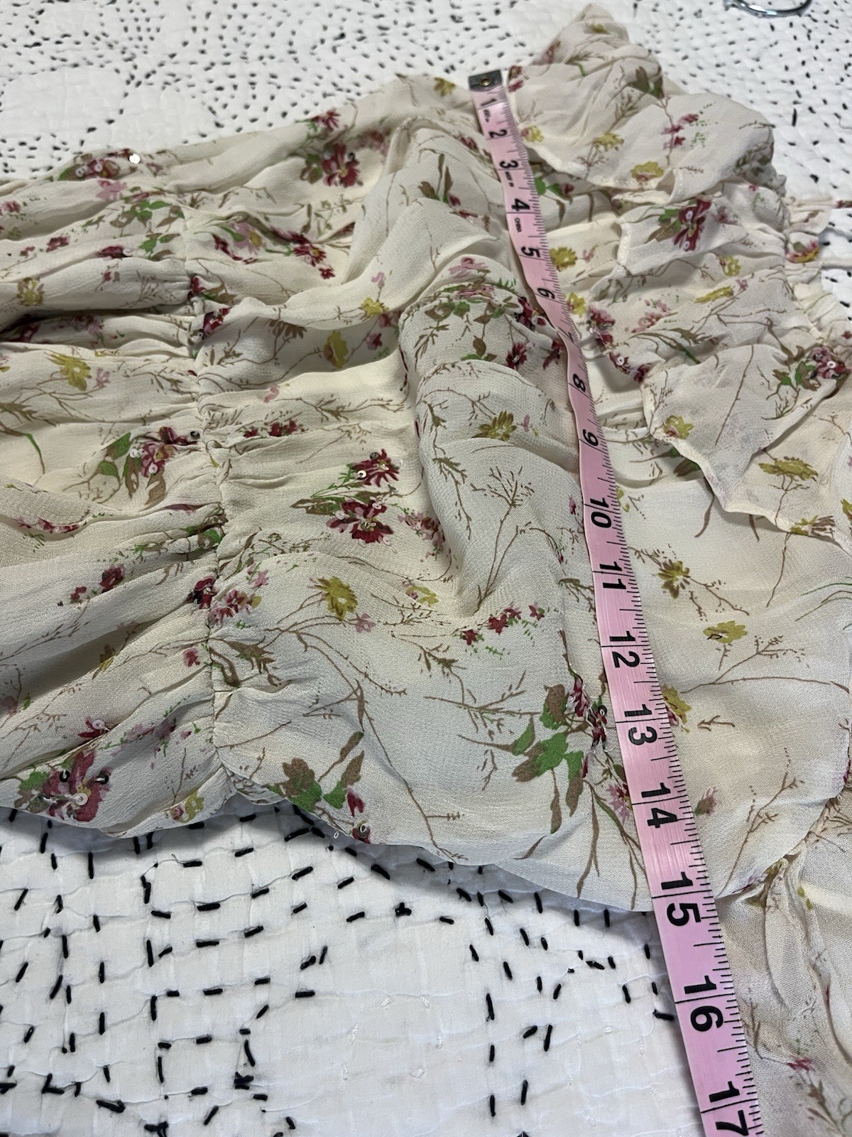 Zara Ruffle Sequin Dress NWT Sz Small Floral Boho Feminine Wedding Guest Summer