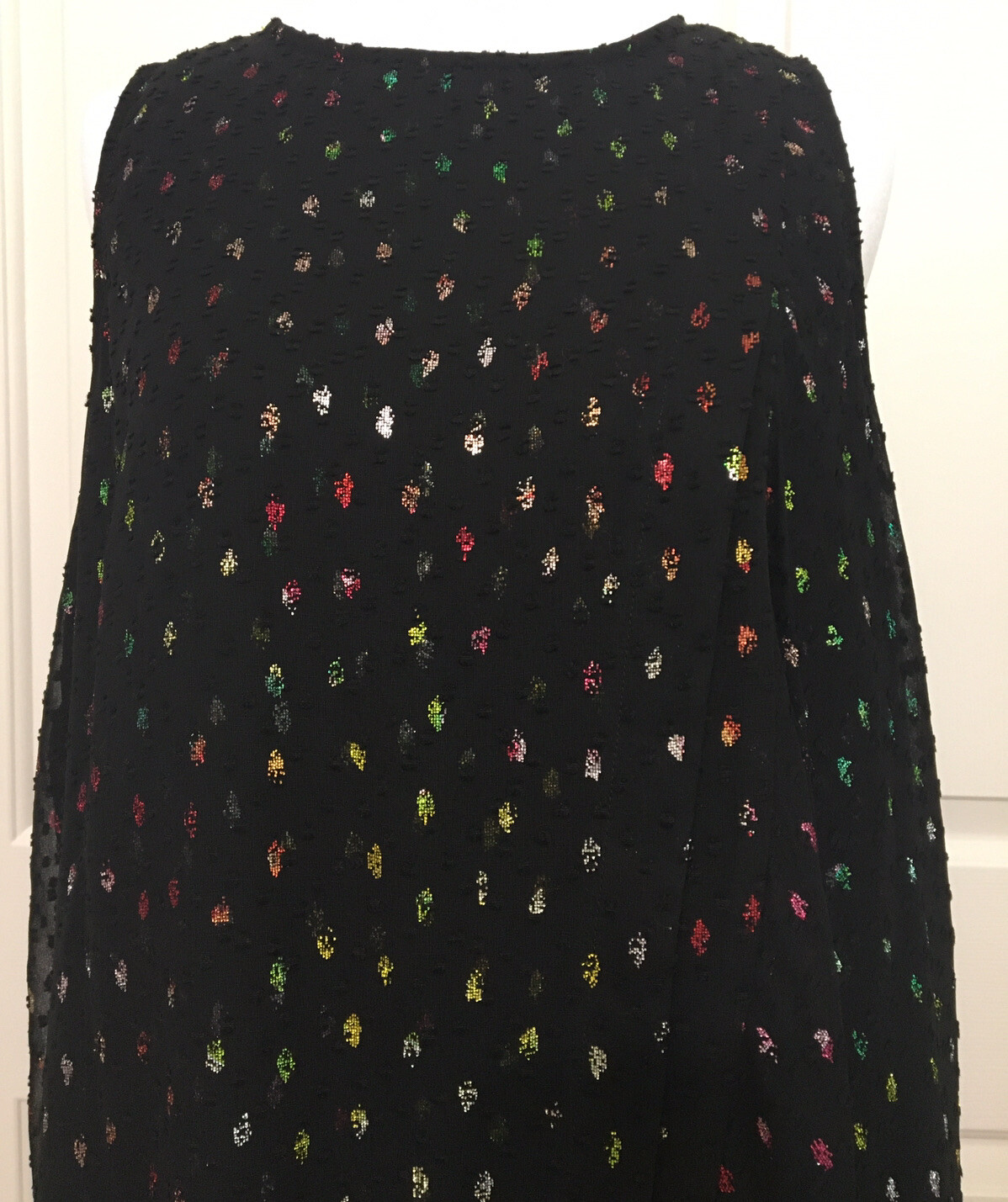 NWT Alex Marie size 10 black pink gold sleeveless polka dot dress $148