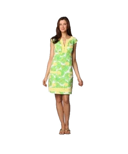 Lilly Pulitzer Tori Dress Lilly Pad Prep Green Yellow Hip Hop Hooray Size 4 New