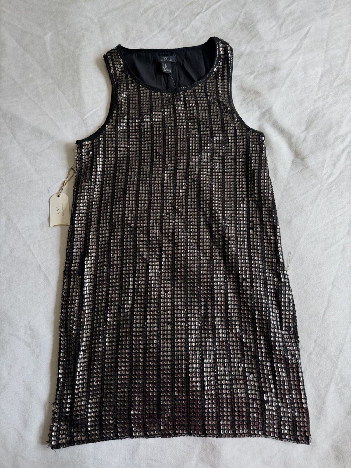NWT XXI Dress S SMALL Black Silver Sequins Sparkly Cocktail Party Forever 21