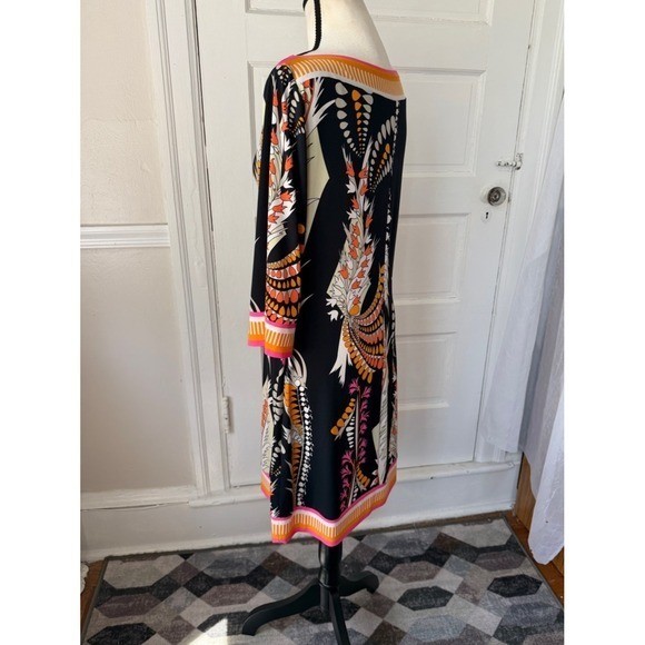Ali Ro Boatneck Shift Dress Y2K Anthropologie 3/4 Sleeve Colorful Abstract Mod 8