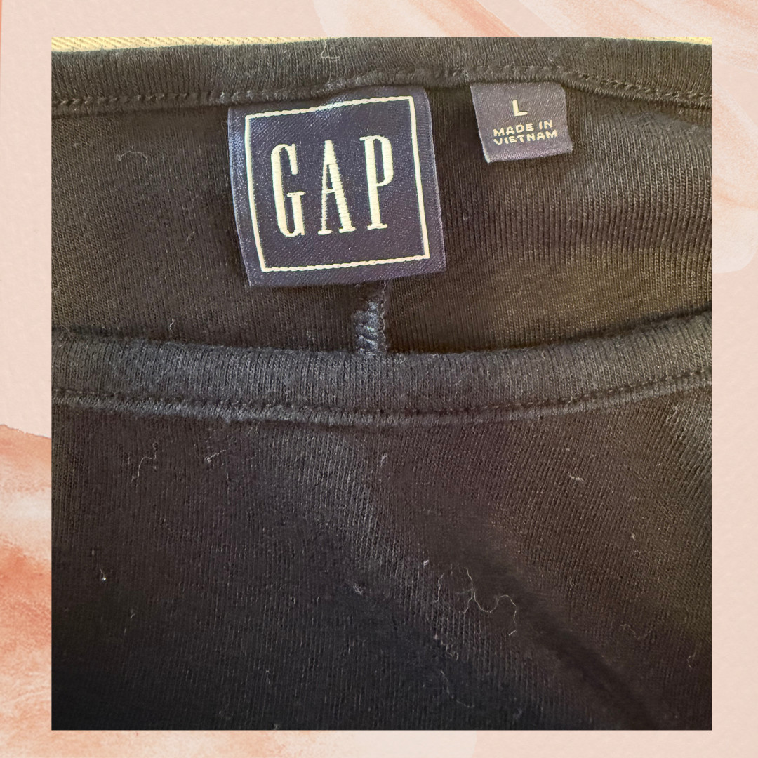 GAP Solid Black Wide Neck Elbow Sleeve Fitted Knee Length Dress Size Large