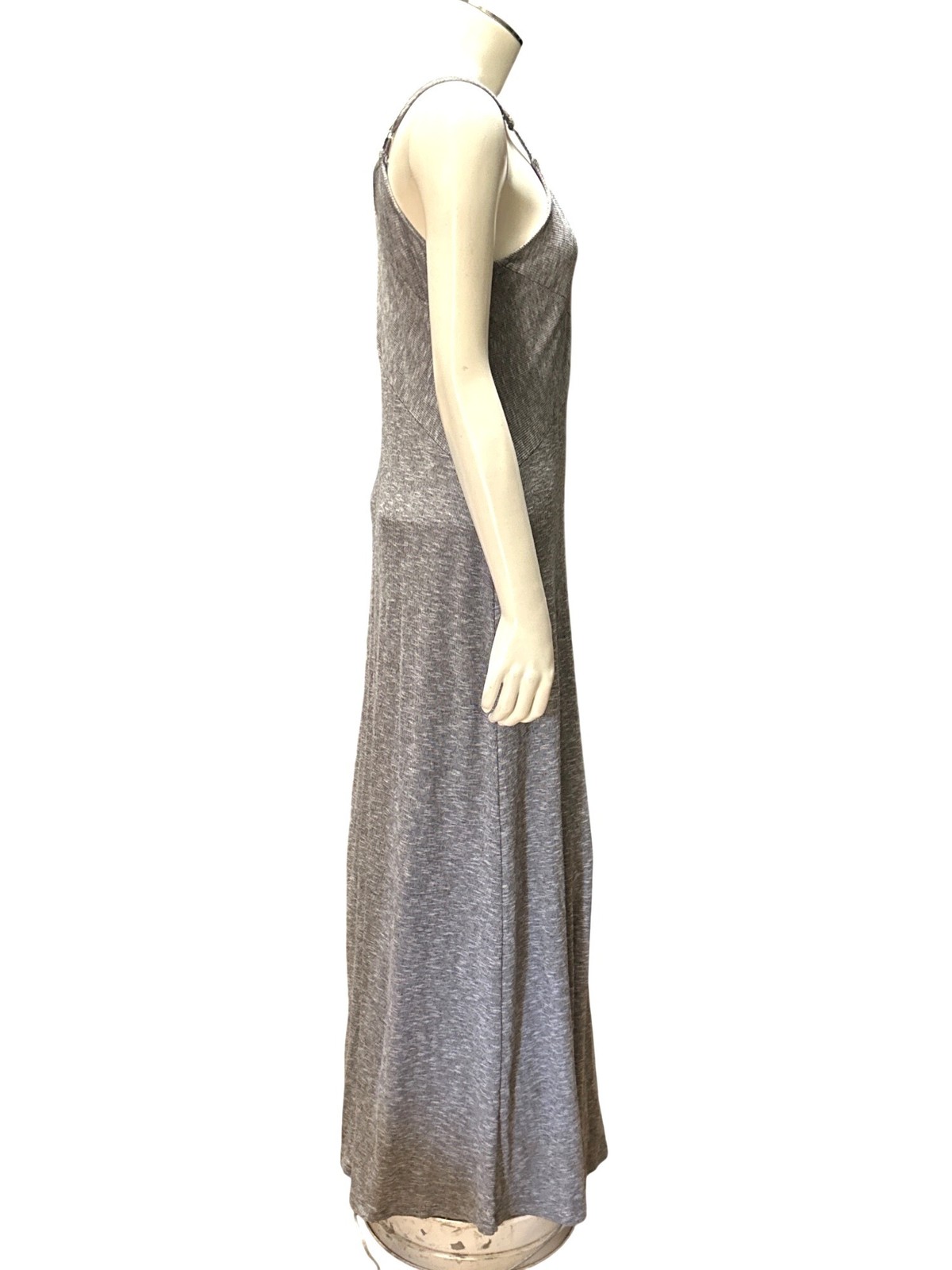 Mossimo Medium Gray Maxi Dress Adjustable Straps Stretch Knit Casual Cool Trendy