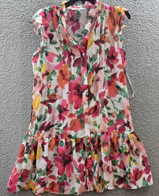 Julia Jordan Floral Flutter Sleeve Dress Women’s Large Ivory Multicolor