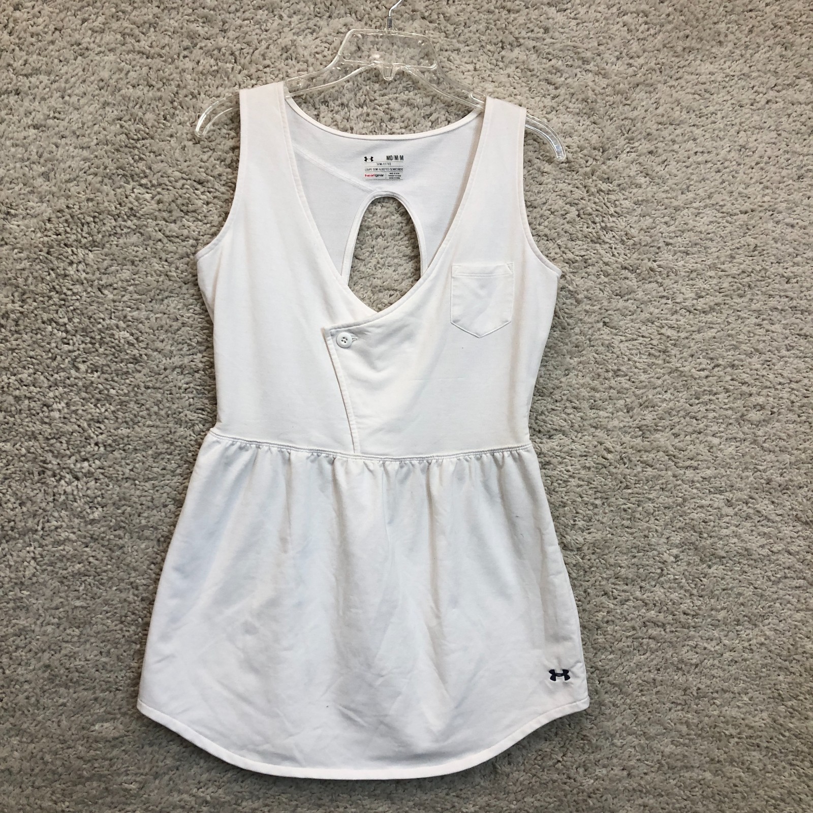 Under Armour Dress Medium Women White Semi Fitted Heatgear Mini Fit Flare Tennis
